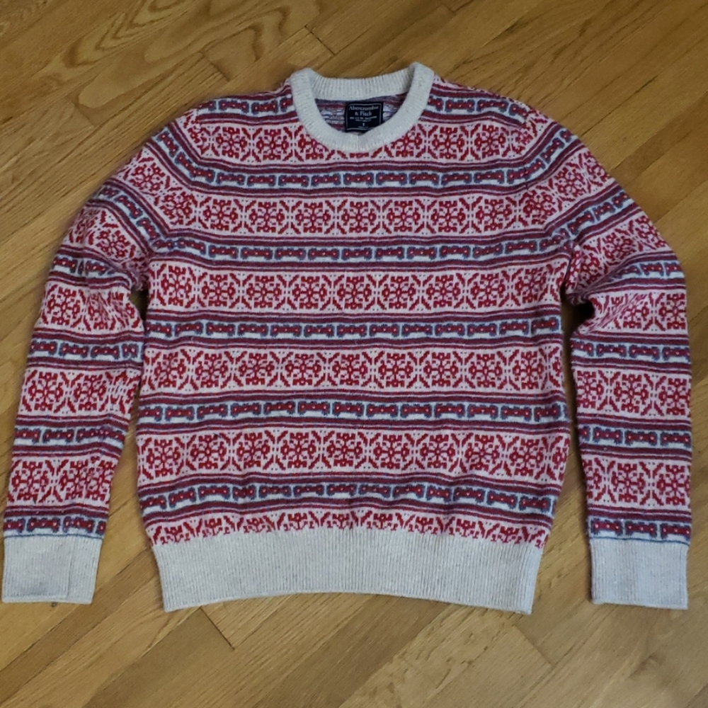 A&F Men's Red Fair Isle Sweater